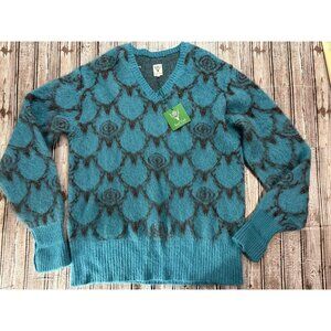 South2 West8 Mohair blend Sweater color Teal black size XL NWT made in Japan
